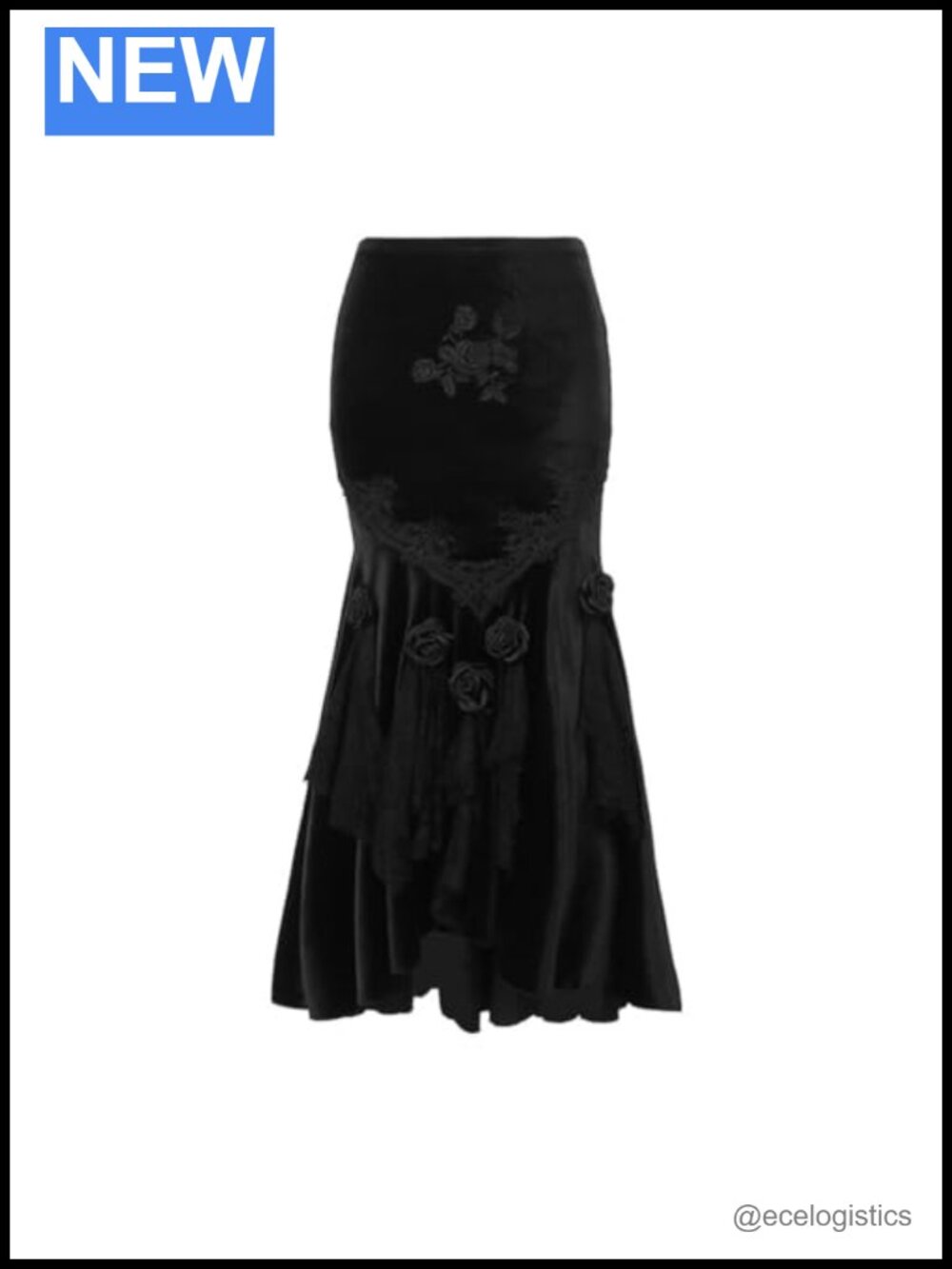 Gothic Pleated High Waist Mermaid Maxi Skirt